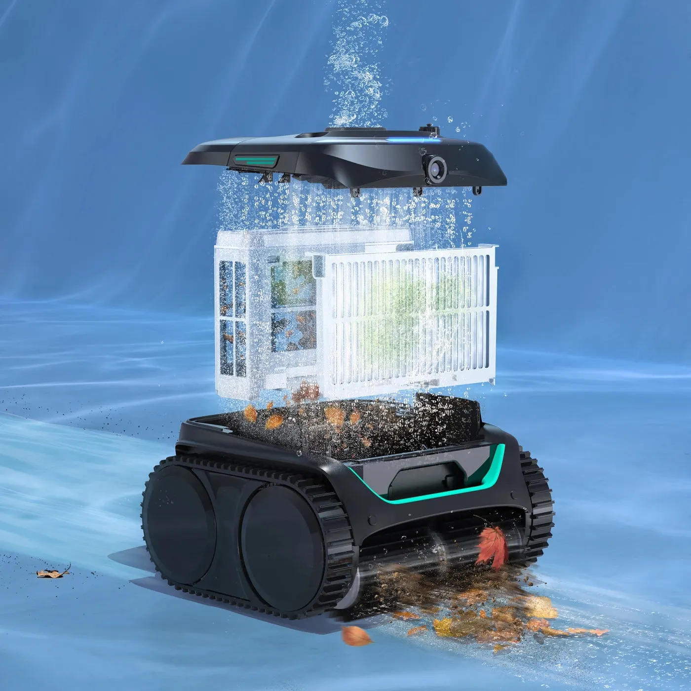 Filterkorf en fijnfilter van de WYBOT C2 Vision