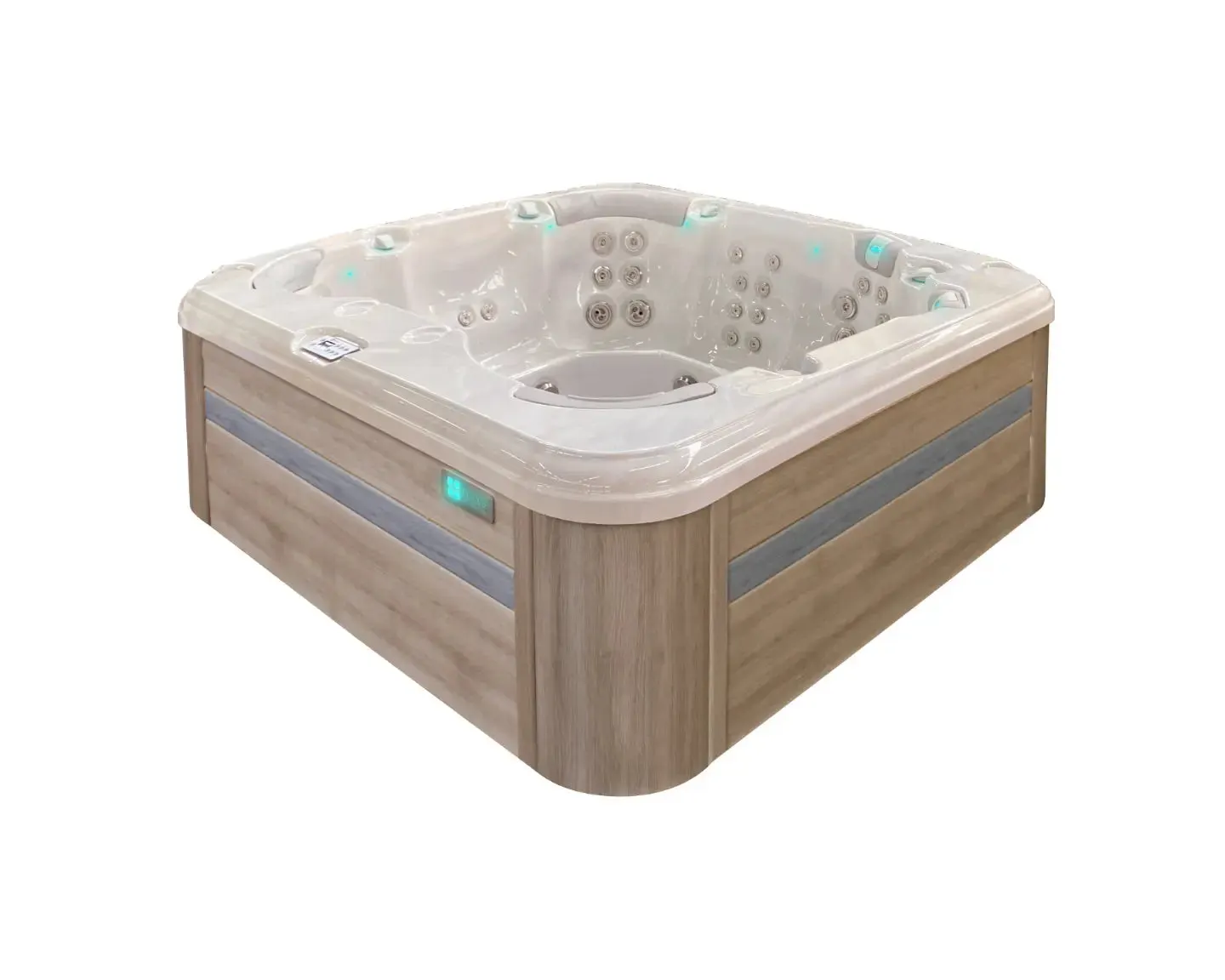 Resettle Spa | Sterling White with GREY/oak trim