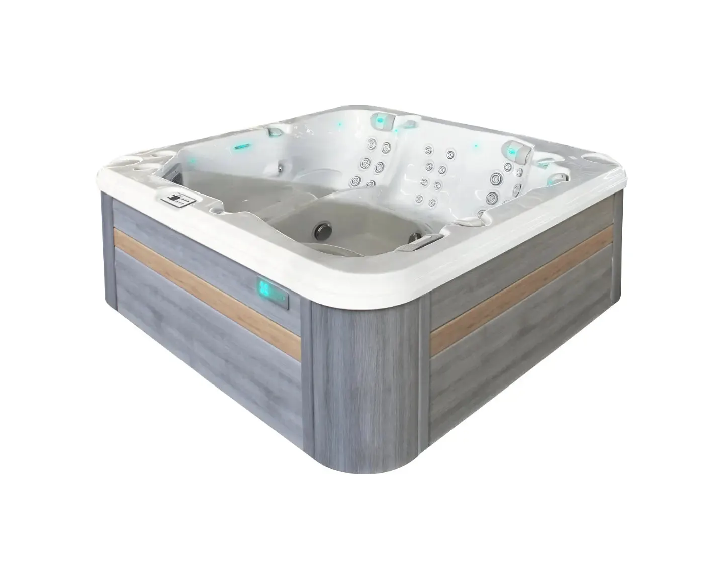 Retreat Spa | Sterling White with GREY/oak trim