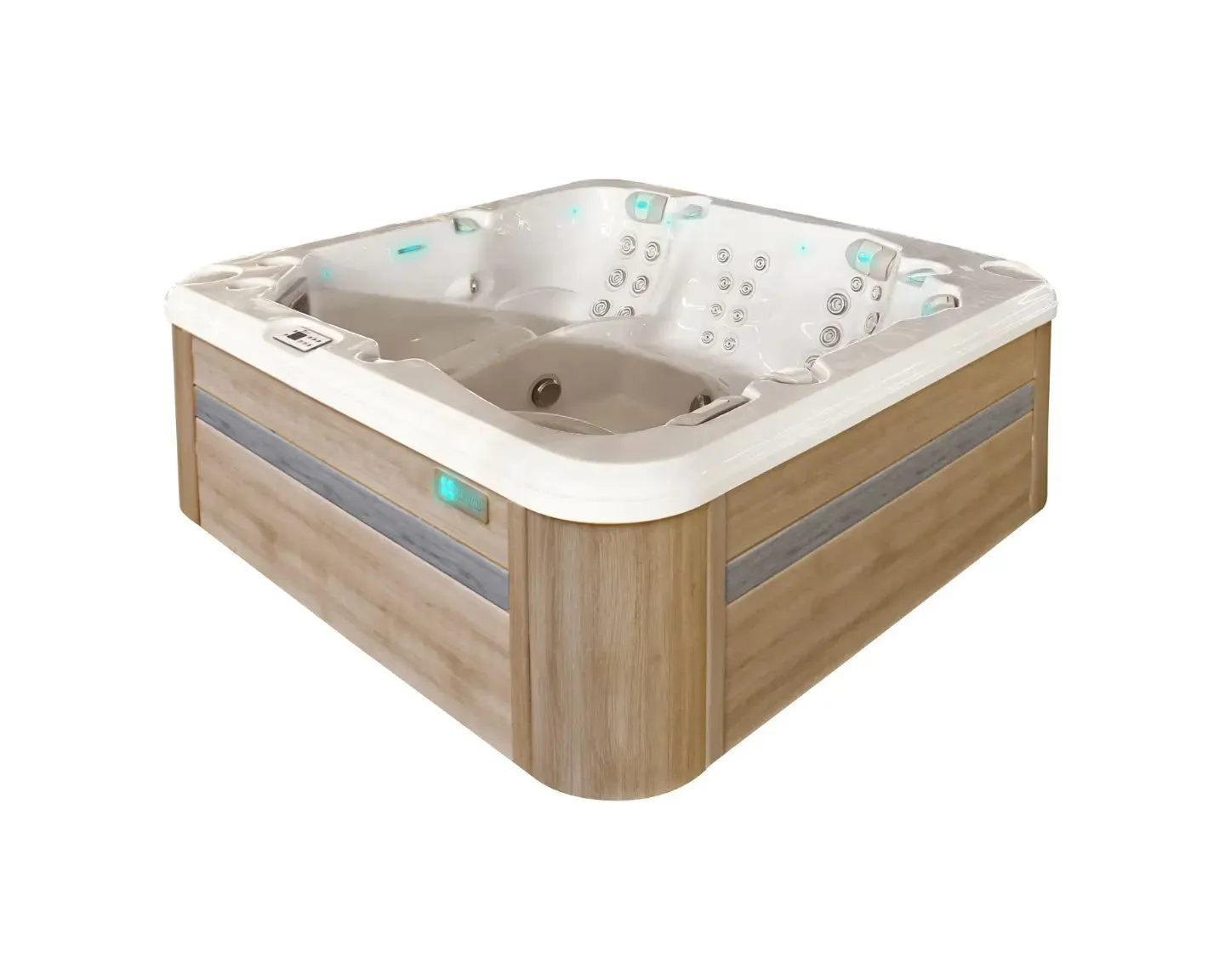 Retreat Spa | Sterling White with GREY/oak trim
