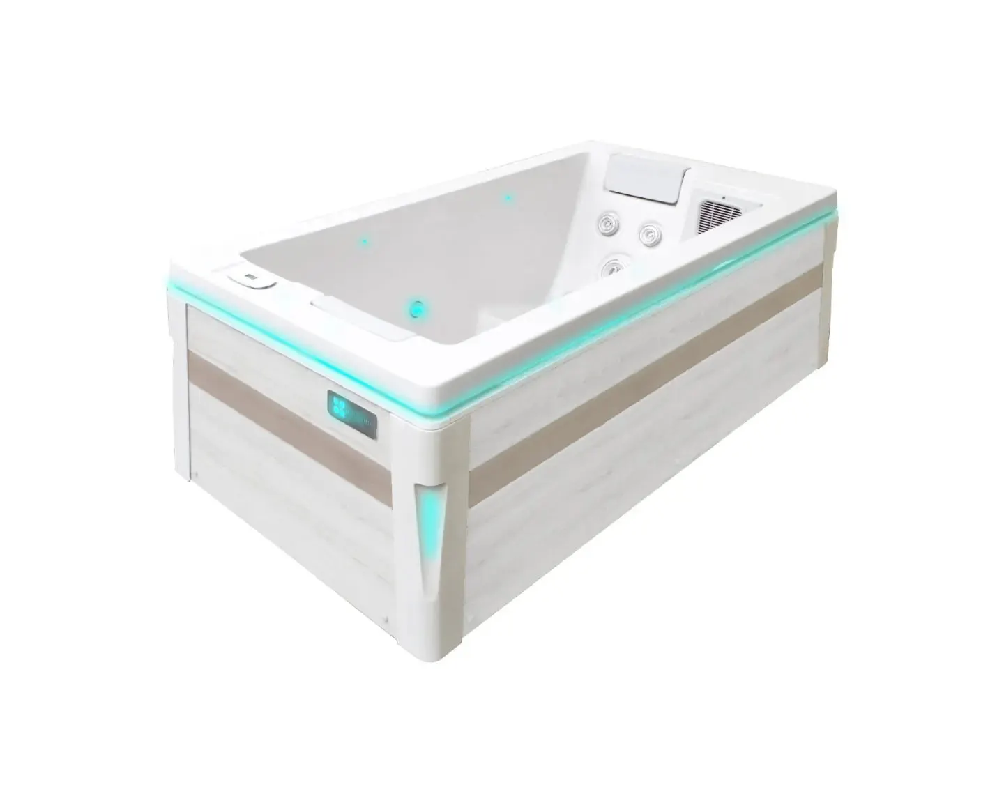 Serene 2 Spa | Solid White with GREY/oak trim