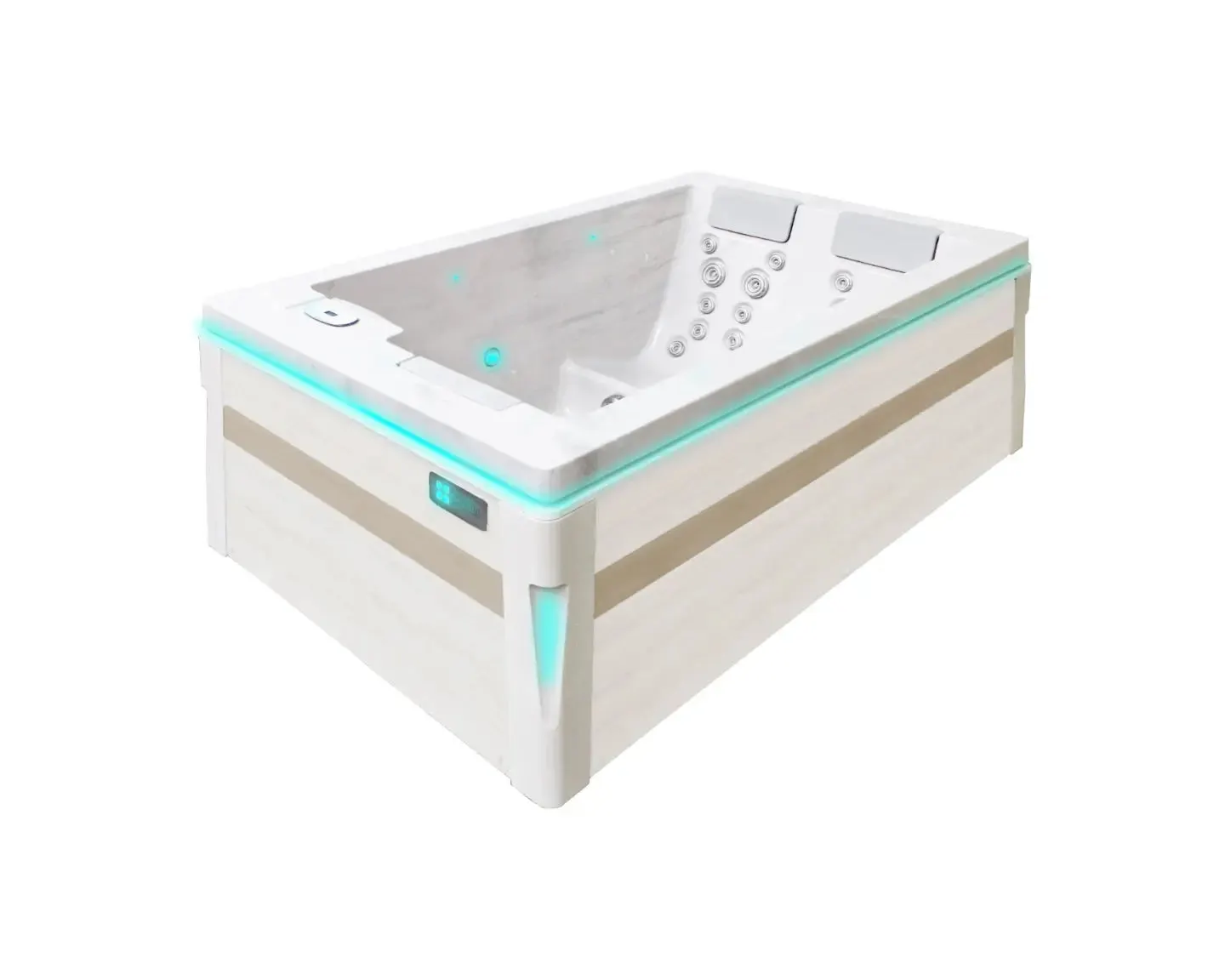 Serene 3 Spa | Solid White with GREY/oak trim