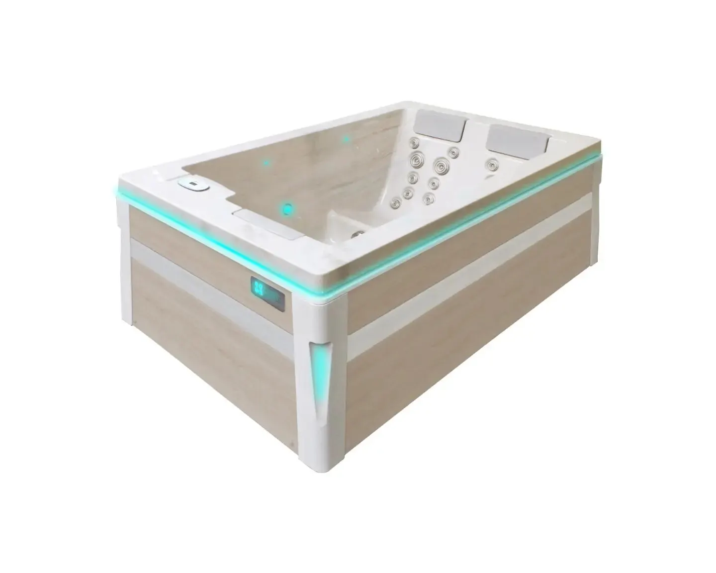Serene 3 Spa | Solid White with GREY/oak trim