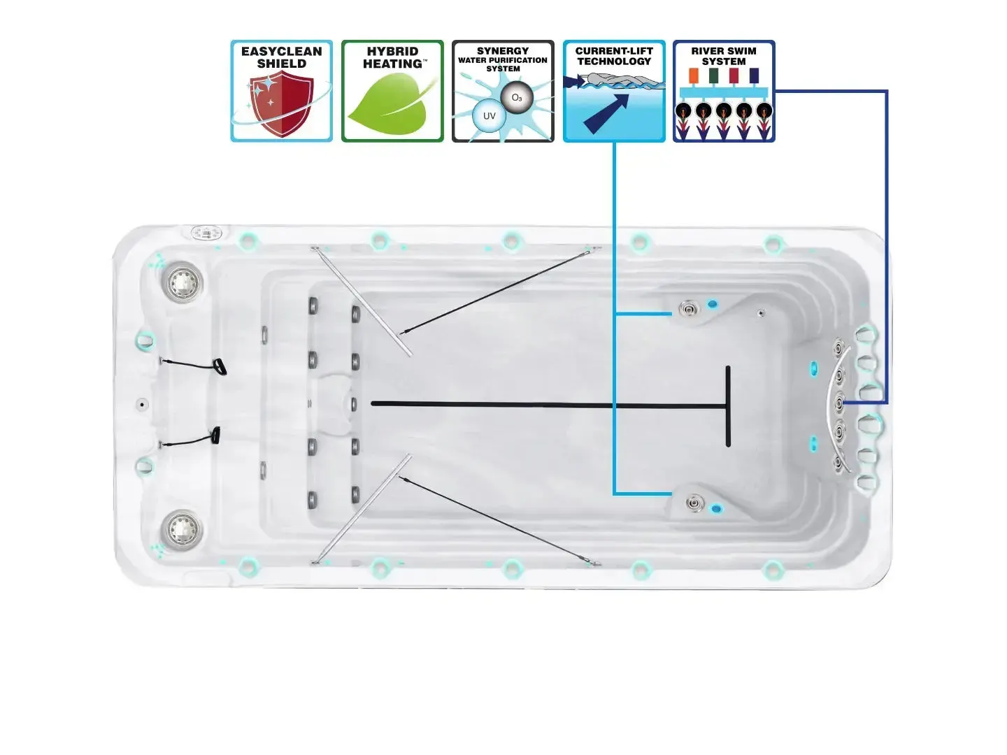 Fitness 2 Swimspa | Sterling White with DARK GREY