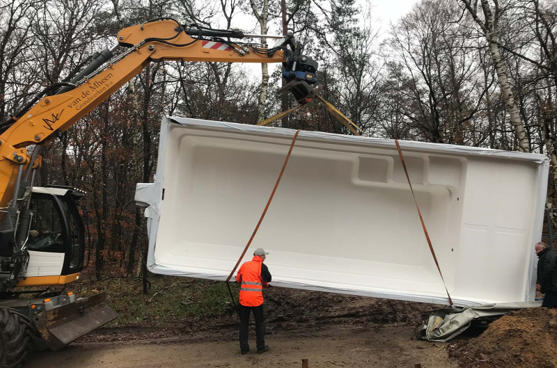 polyester zwembad turano 750 beach aanleg